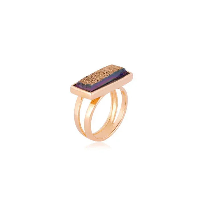 GOLD DRUSE LIGHT RING | GOLD PLATED | MINIMALIST | BRAINSTORM JEWELRY - Brainstorm Jewelry
