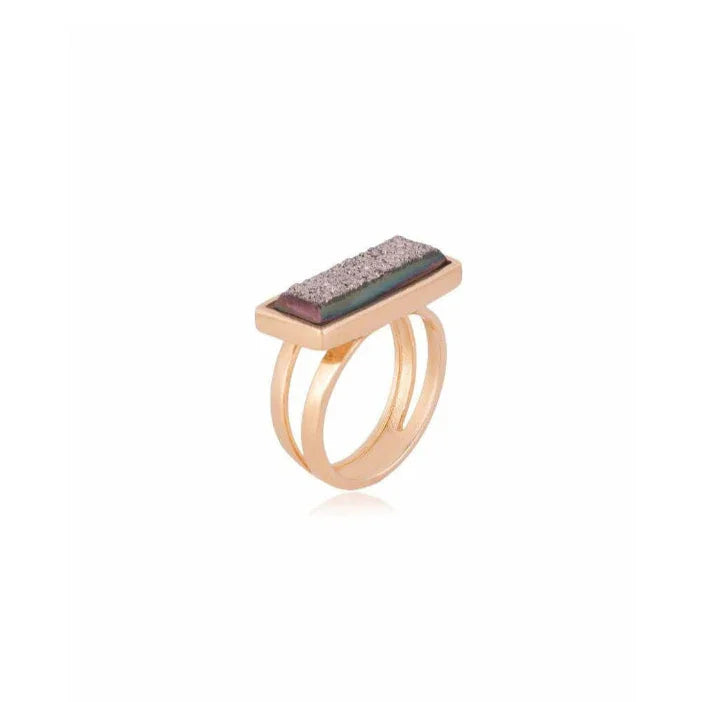 PLATINUM DRUSE PURE RING | GOLD PLATED | MINIMALIST | BRAINSTORM JEWELRY - Brainstorm Jewelry