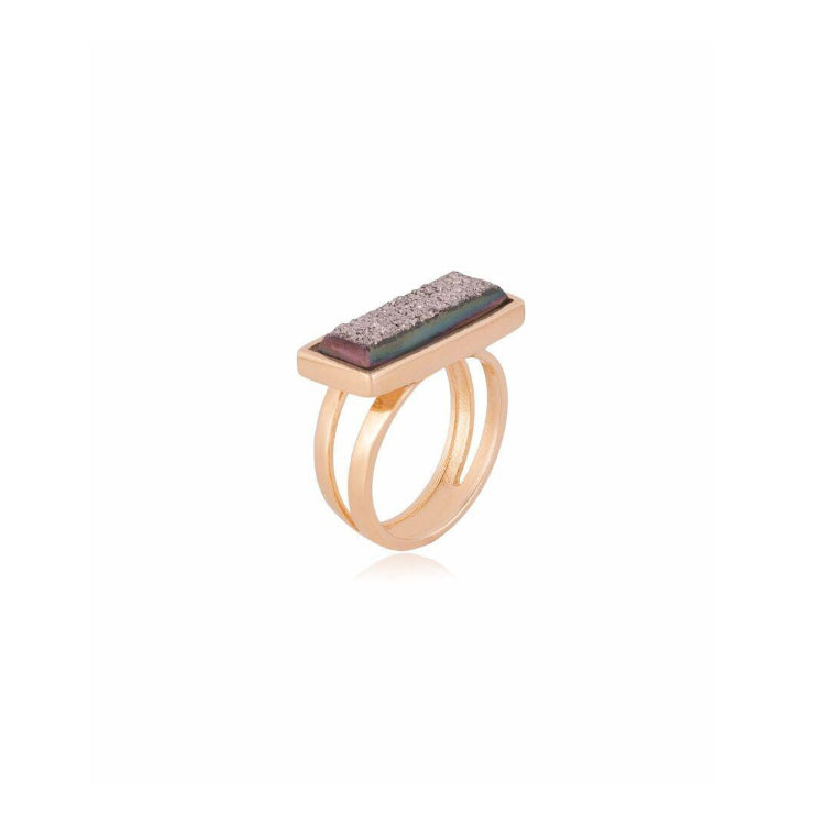 PLATINUM DRUSE RING - GOLD PLATED