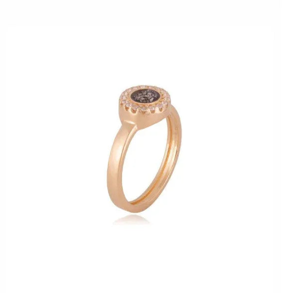 PLATINUM DRUSE ROUND ZIRCONIA RING | GOLD PLATED | MINIMALIST | BRAINSTORM JEWELRY - Brainstorm Jewelry