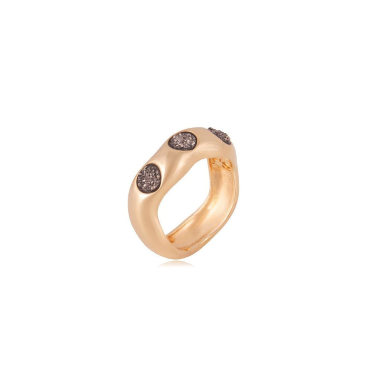 PLATINUM DRUSE RING - GOLD PLATED