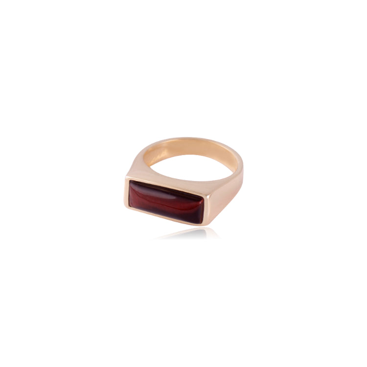 RED TIGER'S EYE RING - GOLD PLATED