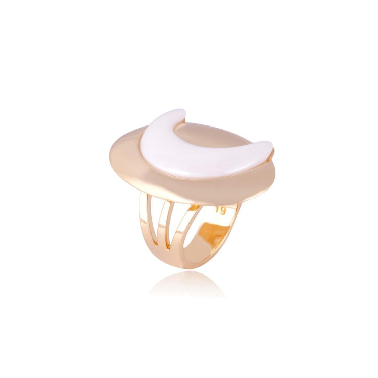 PEARLIZED PORCELAIN STONE RING - GOLD PLATED