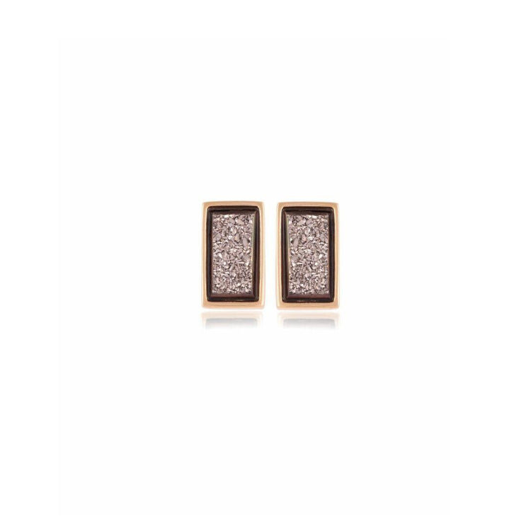 PLATINUM DRUSE SMALL RECTANGULAR EARRING - GOLD PLATED