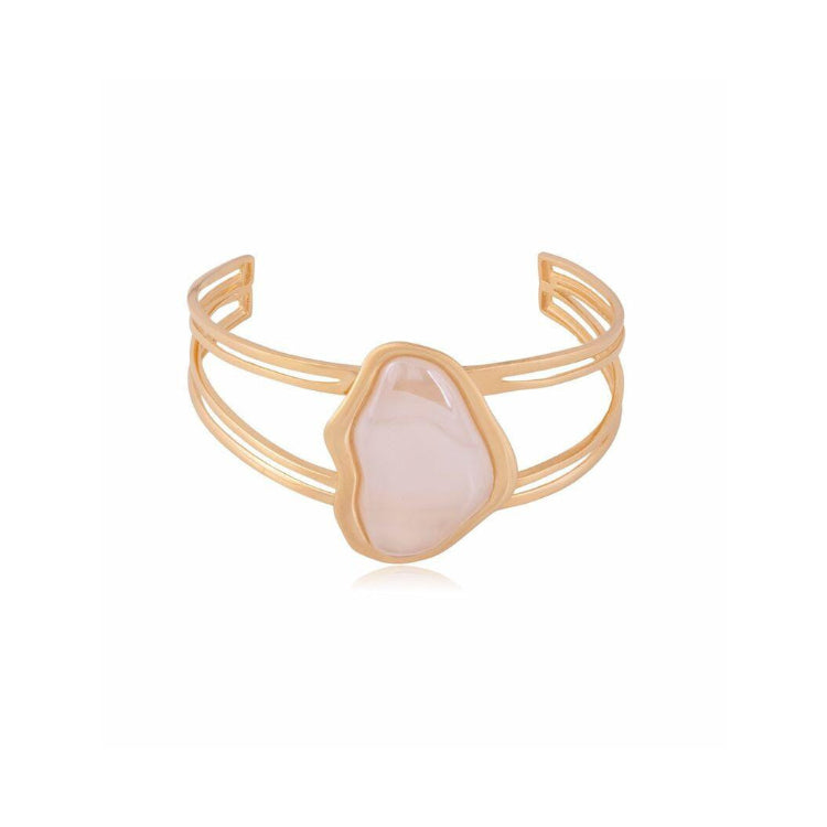 MILKY QUARTZ BRACELET - GOLD PLATED