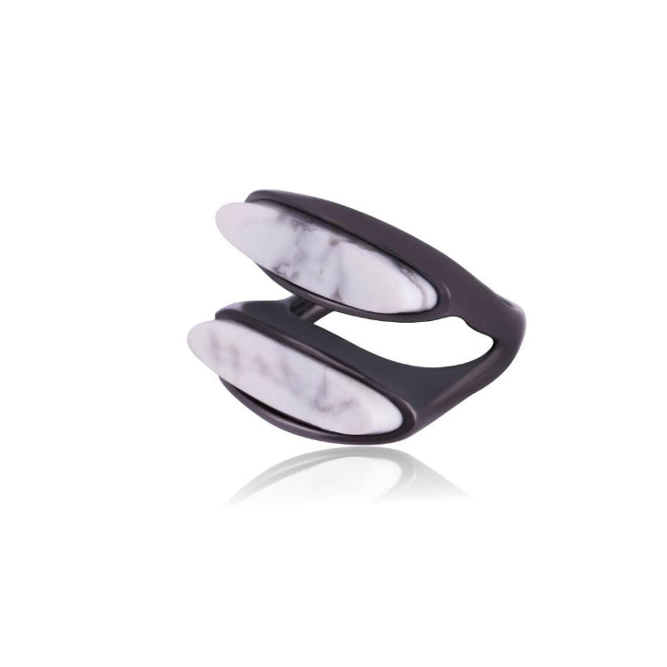 WHITE HAULITE RING - BLACK RHODIUM