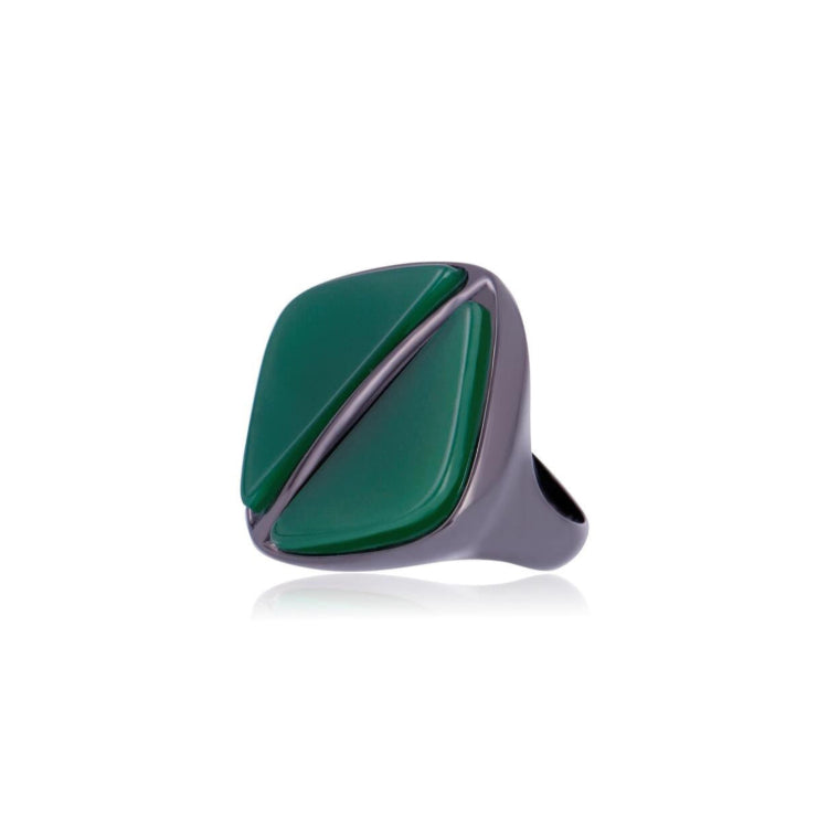 FUSION GREEN EMERALD STONE RING - BLACK RHODIUM