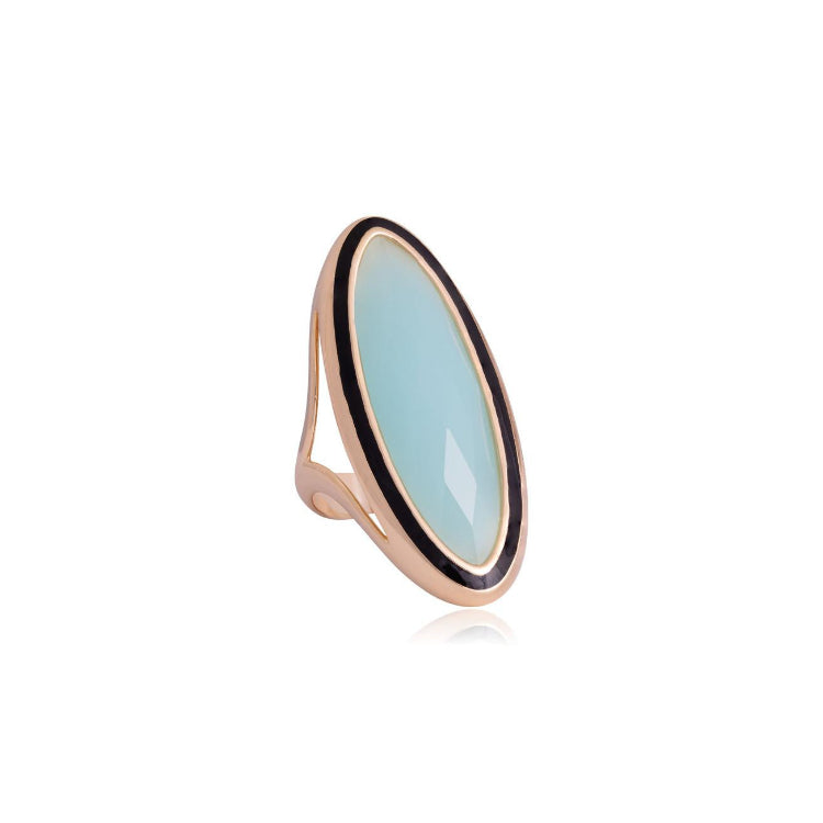 MARINE WATER STONE RING - GOLD PLATED