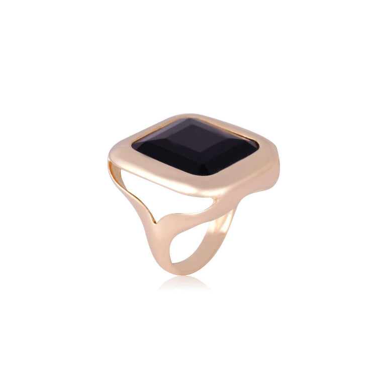 BLACK OBSIDIAN RING - GOLD PLATED