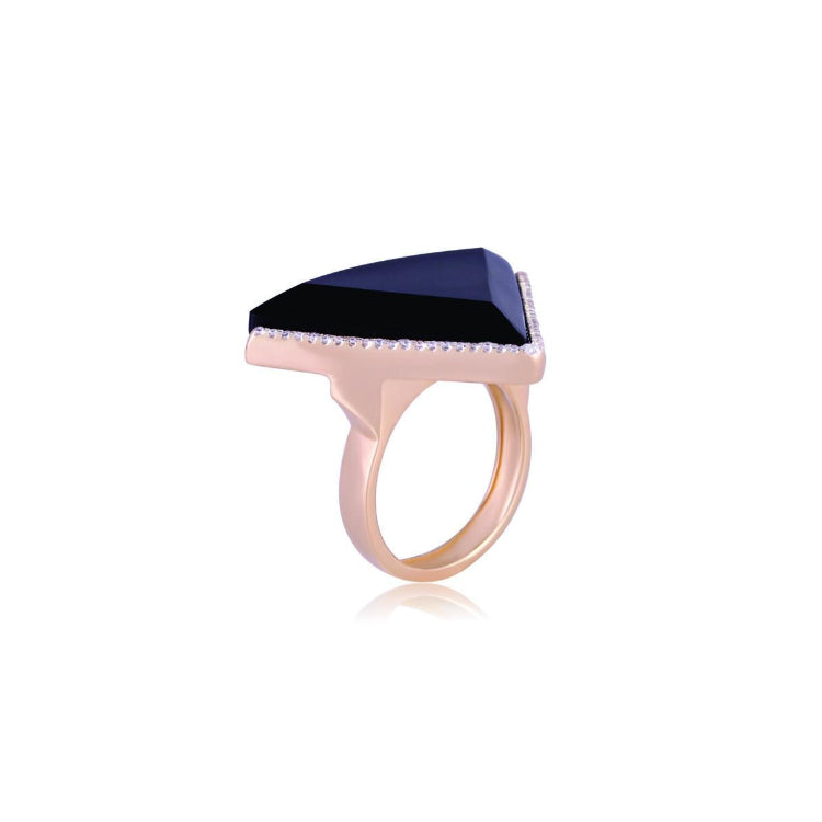 BLACK OBSIDIAN STONE RING - GOLD PLATED