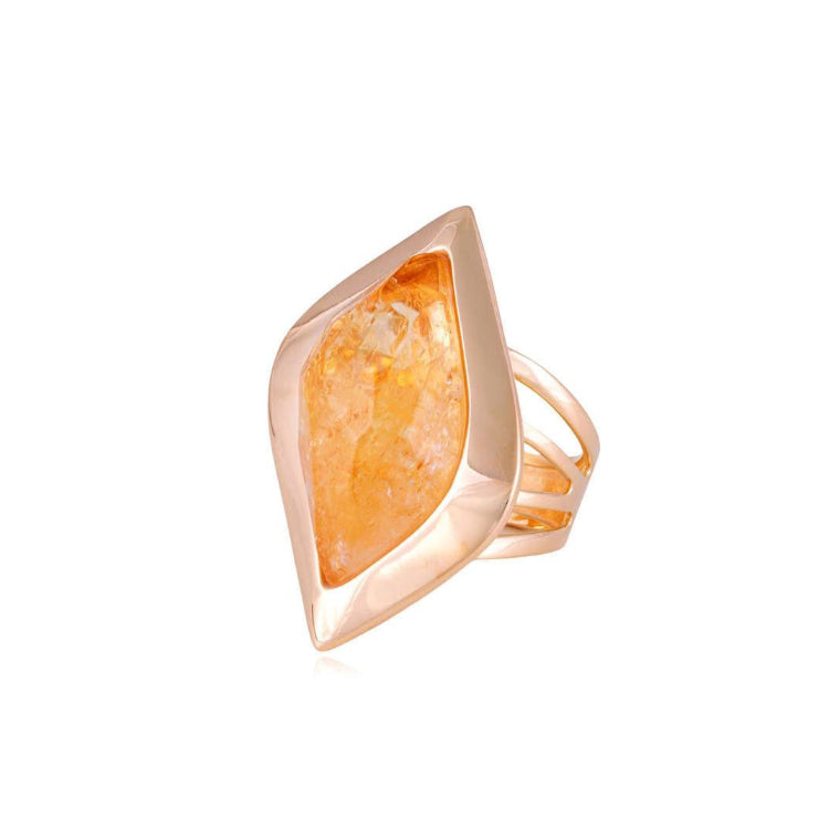 CITRINE RING - GOLD PLATED  | BRAINSTORM JEWELRY