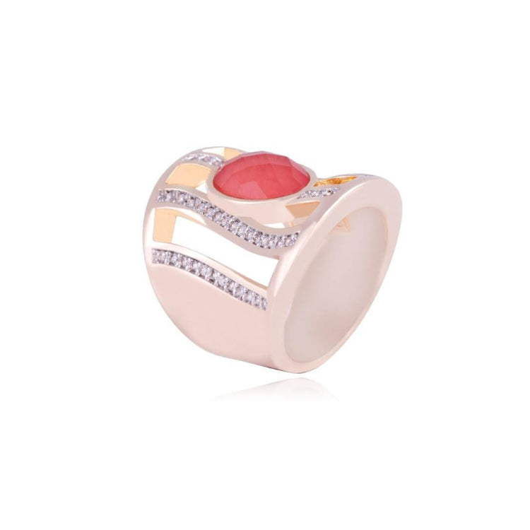 CORAL QUARTZ RING - GOLD PLATED