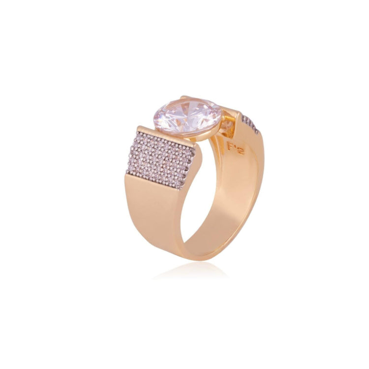 SOLITAIRE CRYSTAL STONE RING - GOLD PLATED