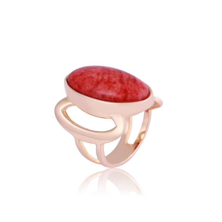 ORANGE FELDSPAR STONE RING - GOLD PLATED