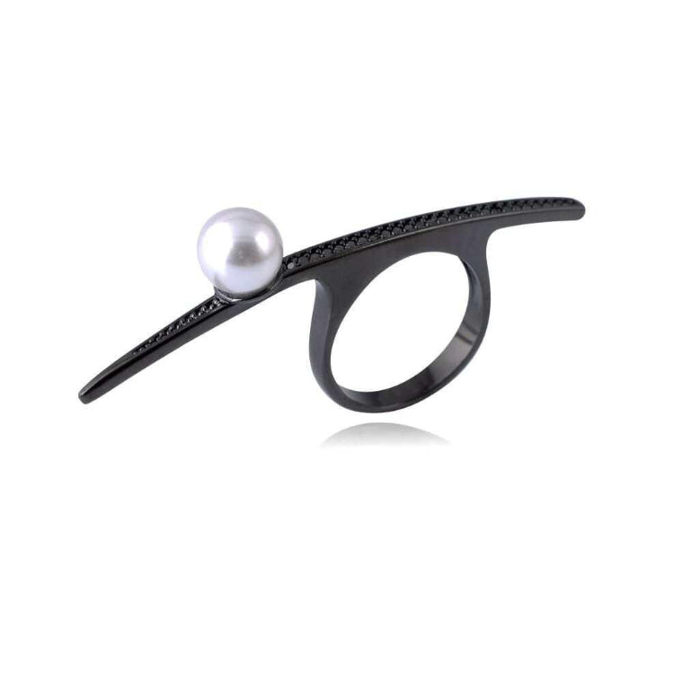 PEARL RING - BLACK RHODIUM