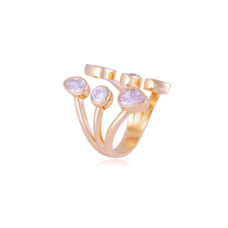 ZIRCONIA STONE ACCENT RING - GOLD PLATED  | BRAINSTORM JEWELRY