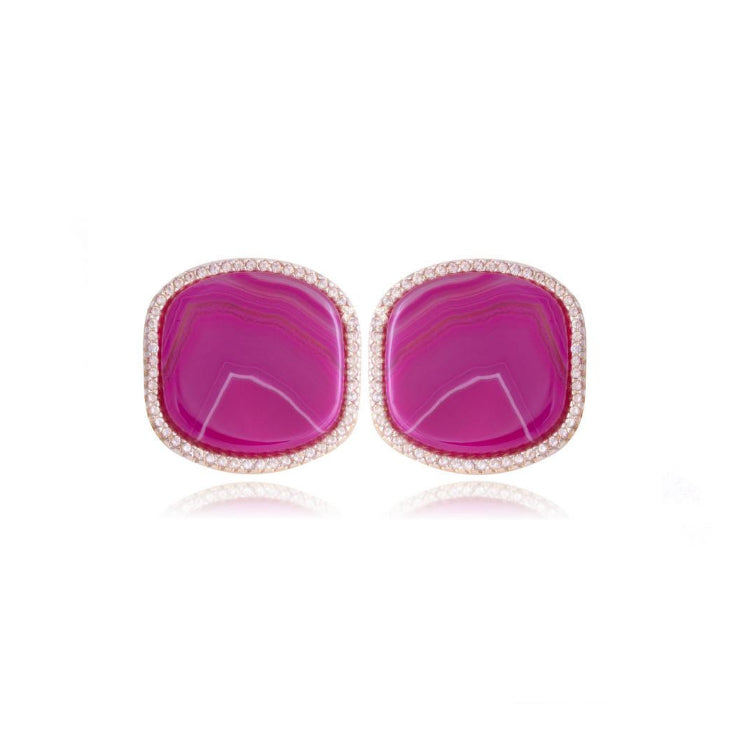 WALL STREET SHINE EARRING- STRIPED PINK AGATE