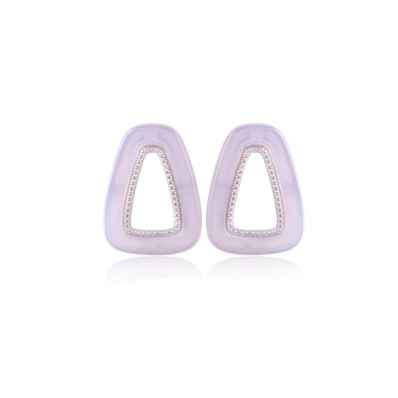 LIBERTY LUXE EARRING - WHITE AGATE WITH ZIRCONIA