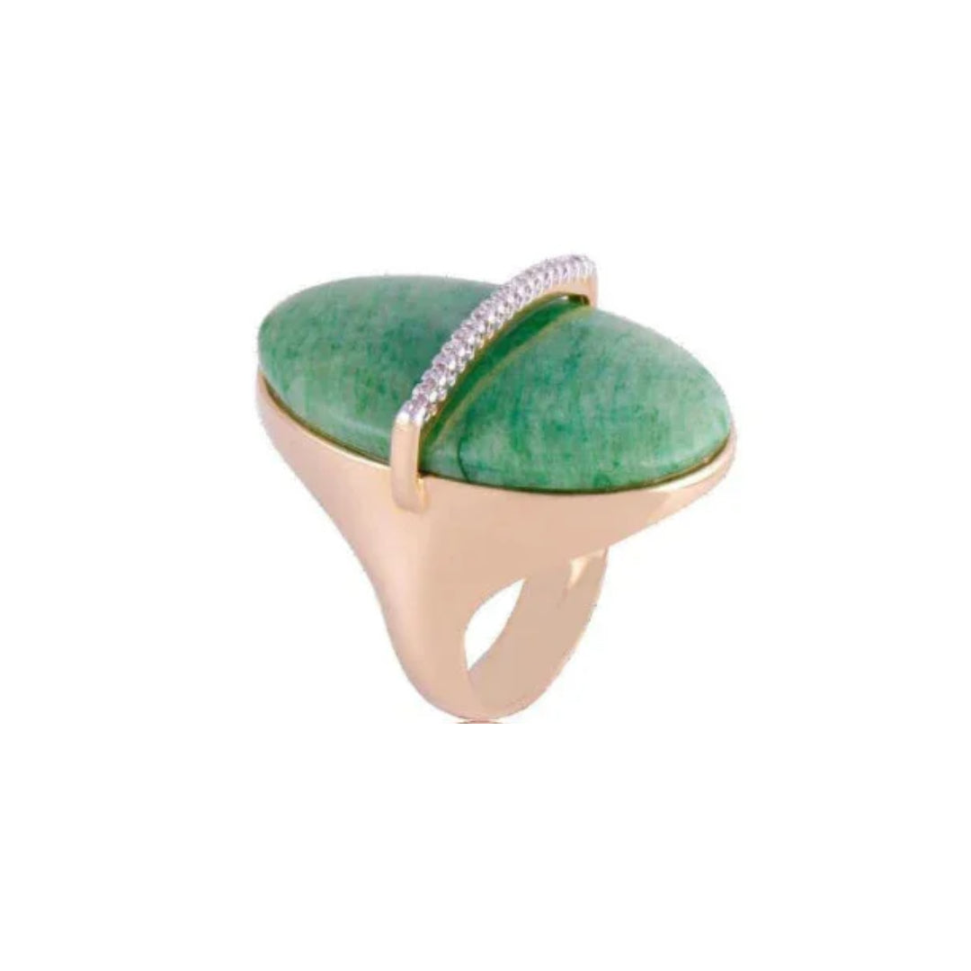 GREEN FELDSPAR CRIMSON EMBER RING  | GOLD PLATED | NEW RADIANT RANGE | BRAINSTORM JEWELRY |