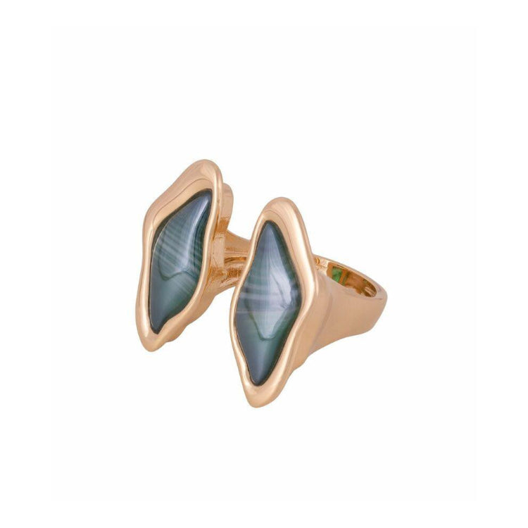 UPPER EAST LUX RING - STRIPED GREEN AGATE