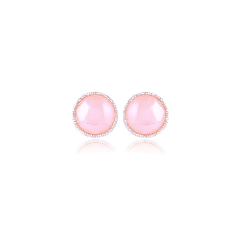 ROSE QUARTZ ROUND EARRING