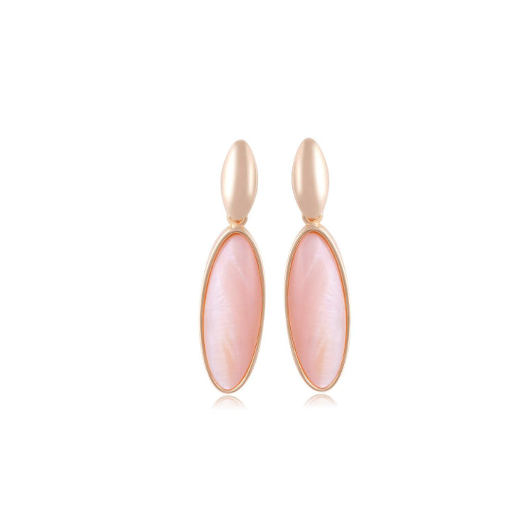 MOTHER OF PEARL PINK STONE EARRING - GOLD PLATED