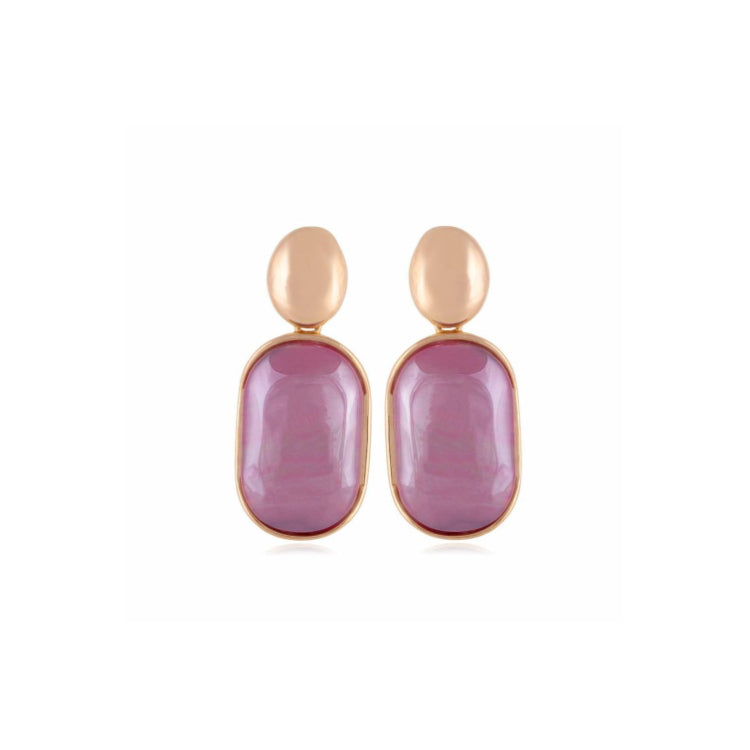 STRIPED PINK AGATE EARRING - GOLD PLATED