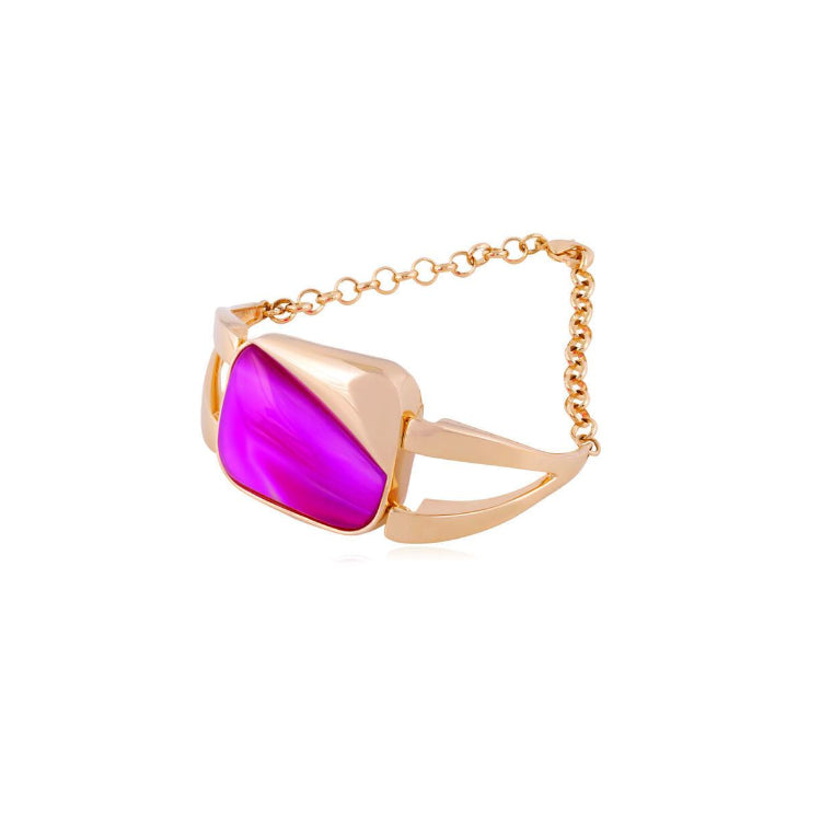 PINK STRIPED AGATE - BRACELET - GOLD PLATED