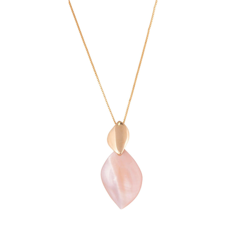 NECKLACE - GOLD PLATED - PINK MOTHER OF PEARL