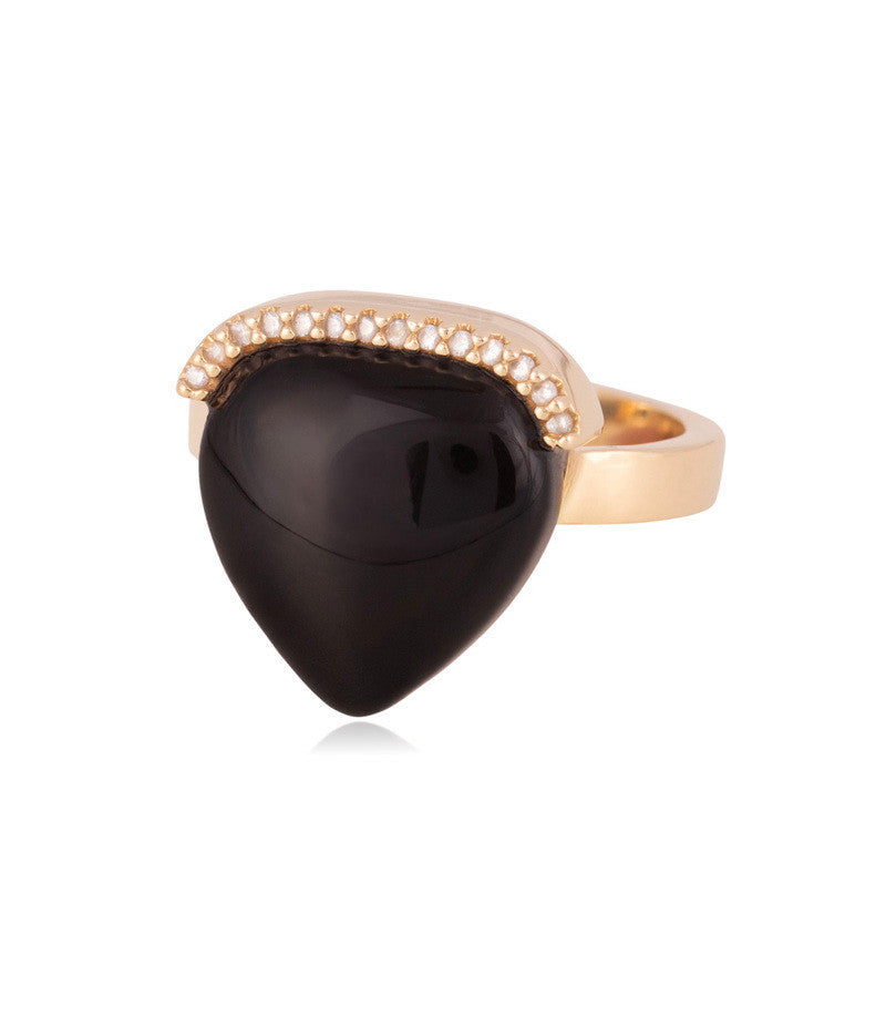 RING - GOLD PLATED - BLACK OBSIDIAN