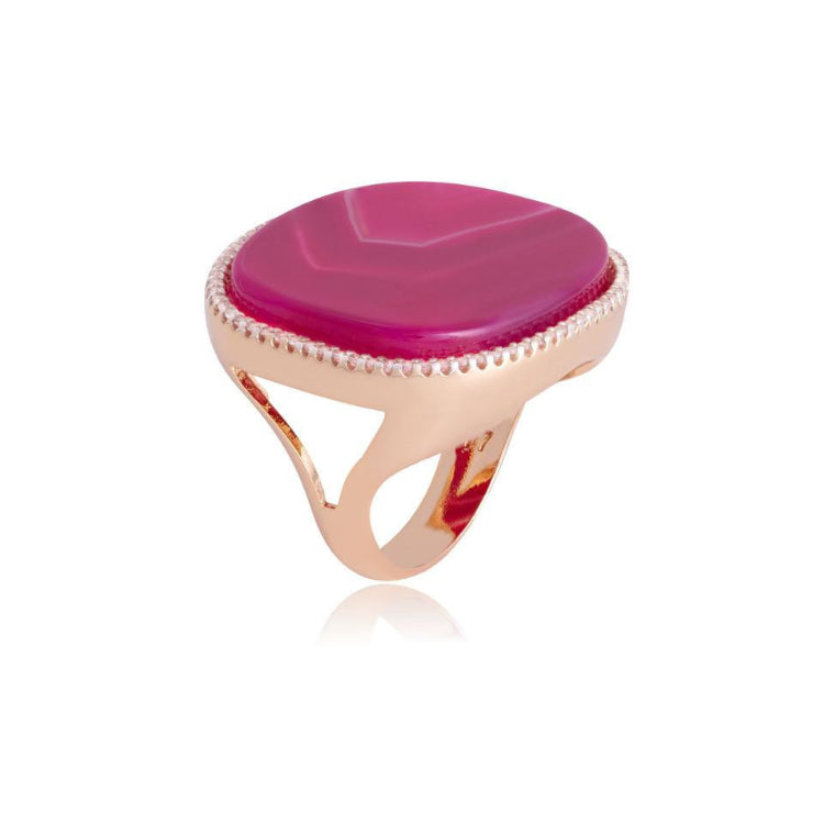 WALL STREET SHINE RING - PINK STRIPED AGATE