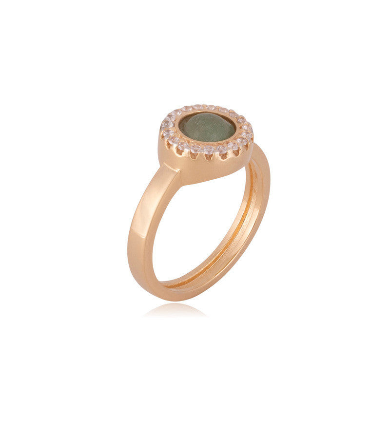 RING - GOLD PLATED - GREEN QUARTZ