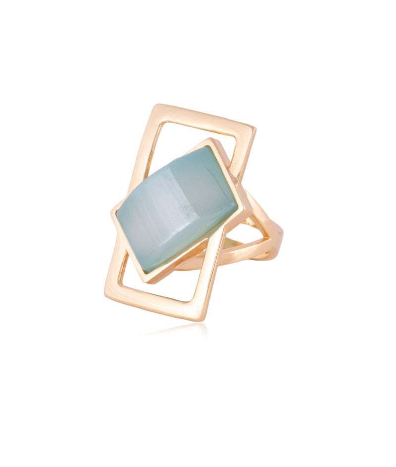 RING - GOLD PLATED - AG. SKY BLUE PER