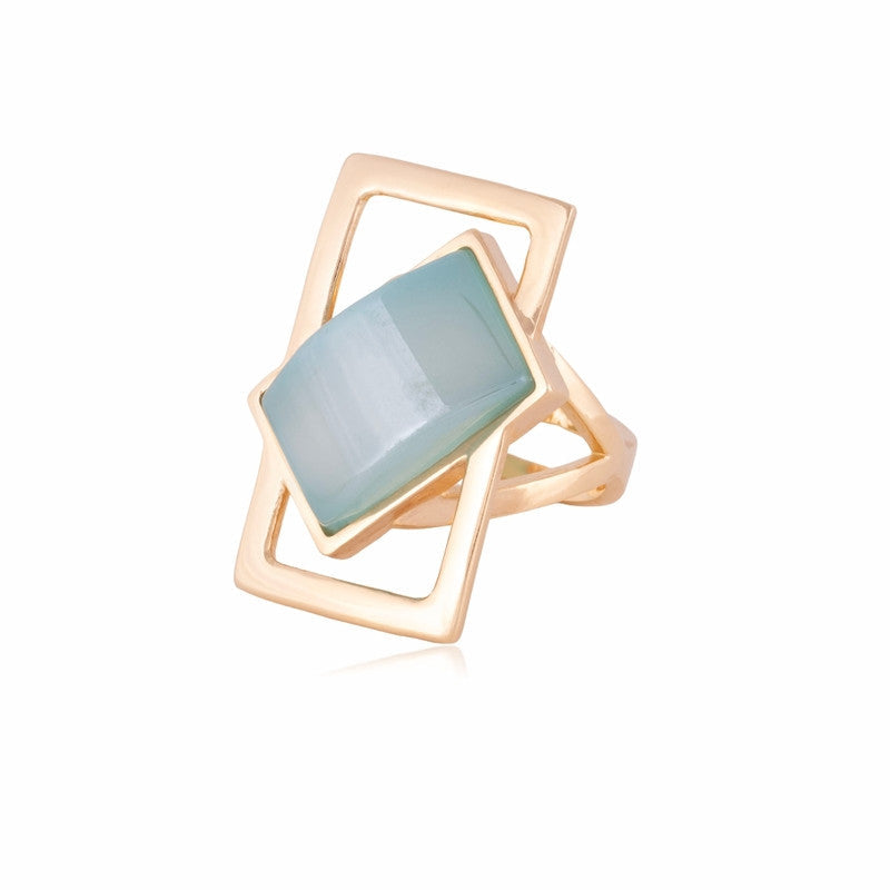 AGATE SKY BLUE RING - GOLD PLATED