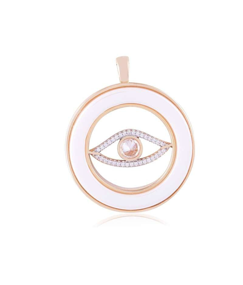 PENDANT - GOLD PLATED/WHITE RODINAR - ZIRCONIA/PER.PER - CABOCHAO