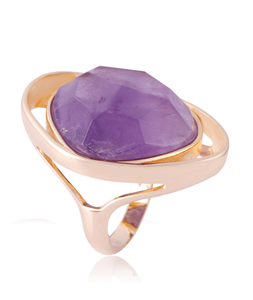 RING - GOLD PLATED - AMETHYST