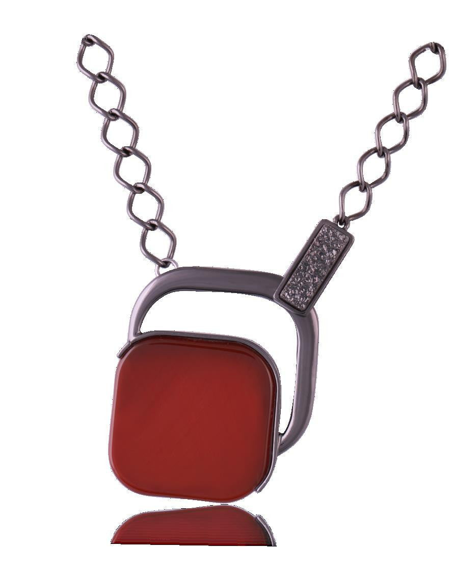 NOHO ELEGANCE NECKLACE - BLACK METALLIZATION PEARLIZED RED AGATE STONE