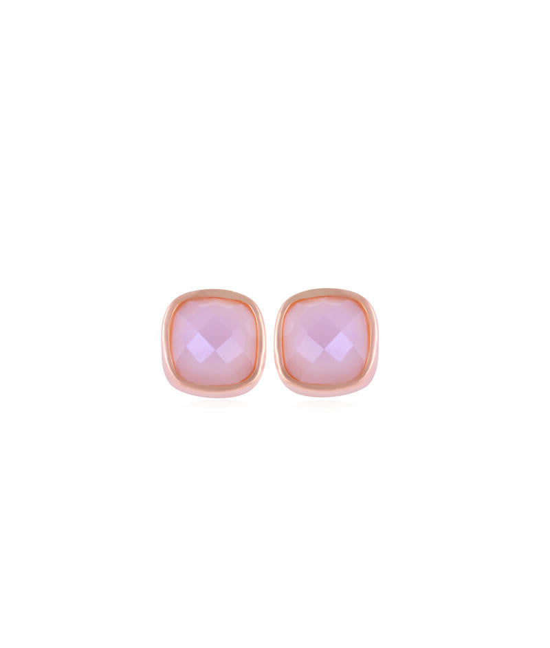 WHITE AGATE STONE EARRING - GOLD PLATED