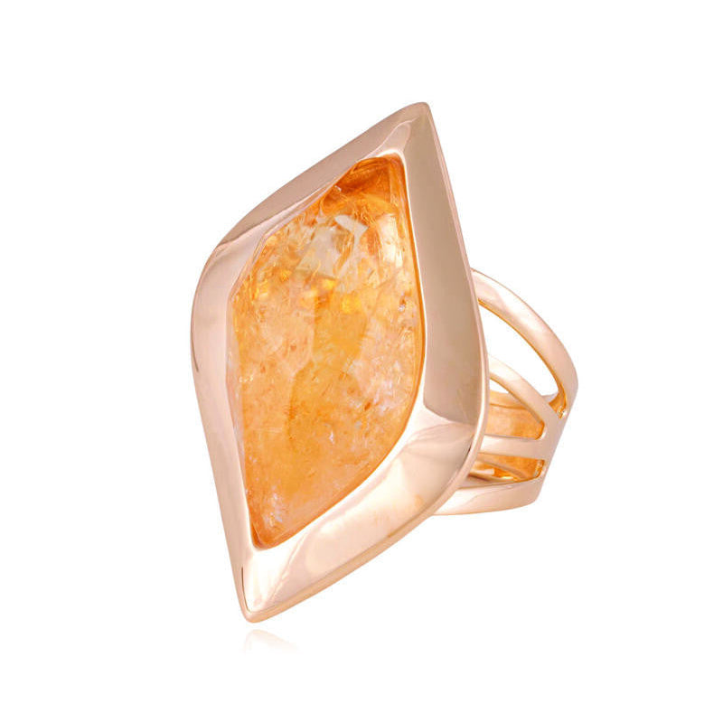 RING - GOLD PLATED - CITRINE