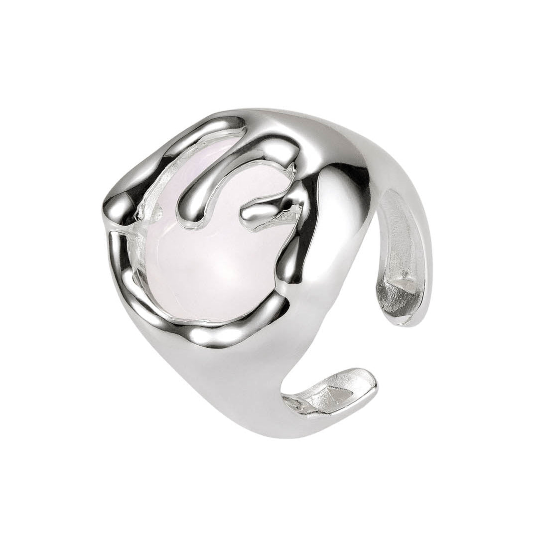silver statement ring organic sculptural design