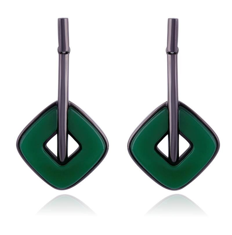 EMERALD GREEN - EARRING - BLACK METALLIZATION