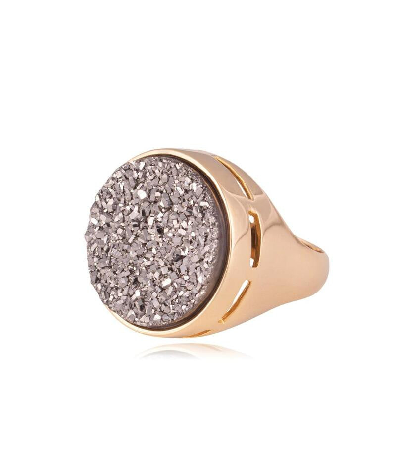 RING - GOLD PLATED - PLATINUM DRUSE