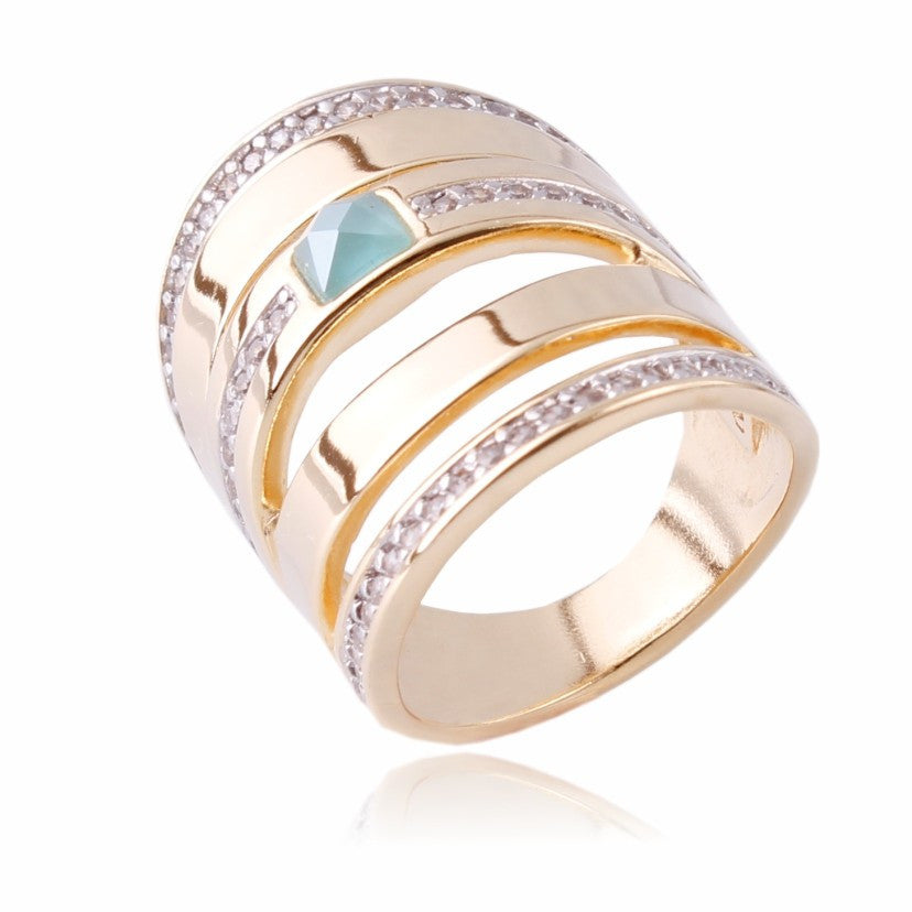 IT'S LIGHT BLUE RING - GOLD PLATED