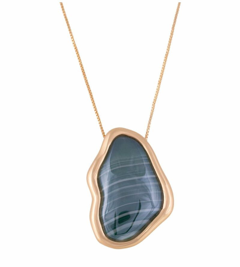 UPPER EAST LUX NECKLACE - STRIPED GREEN AGATE