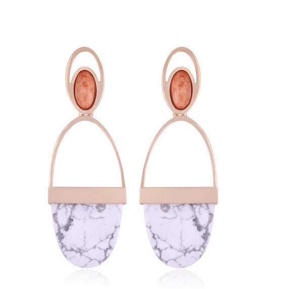 PORCELAIN AND FELDSPAR EARRING - GOLD PLATED