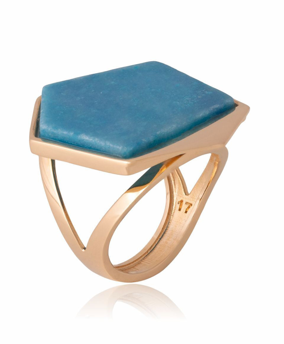 RING - GOLD PLATED - TURQUOISE QUARTZ