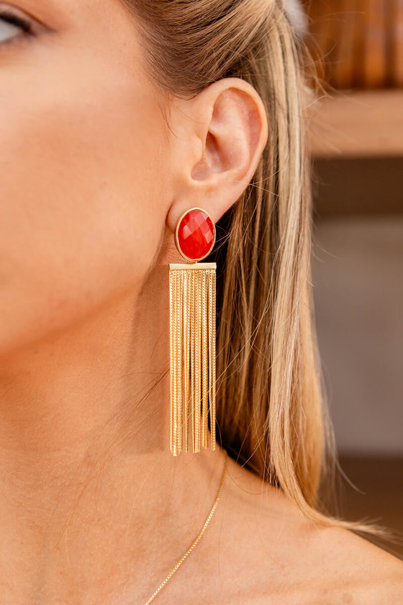 BIG APPLE BLING EARRING - WITH FRINGE OPTION