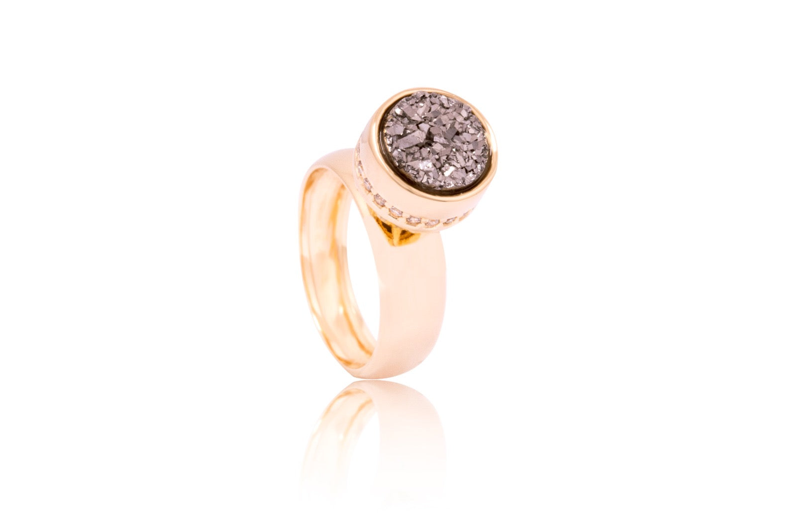 PLATINUM DRUSE - GOLD PLATED RING