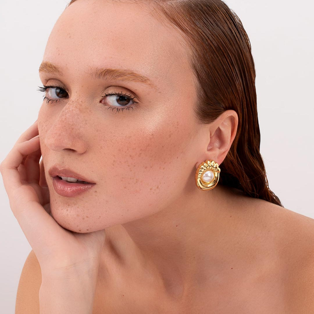 OCEANE PEARL EARRINGS | 18K GOLD PLATED | ORGANIC MOTION COLLECTION | BRAINSTORM JEWELRY