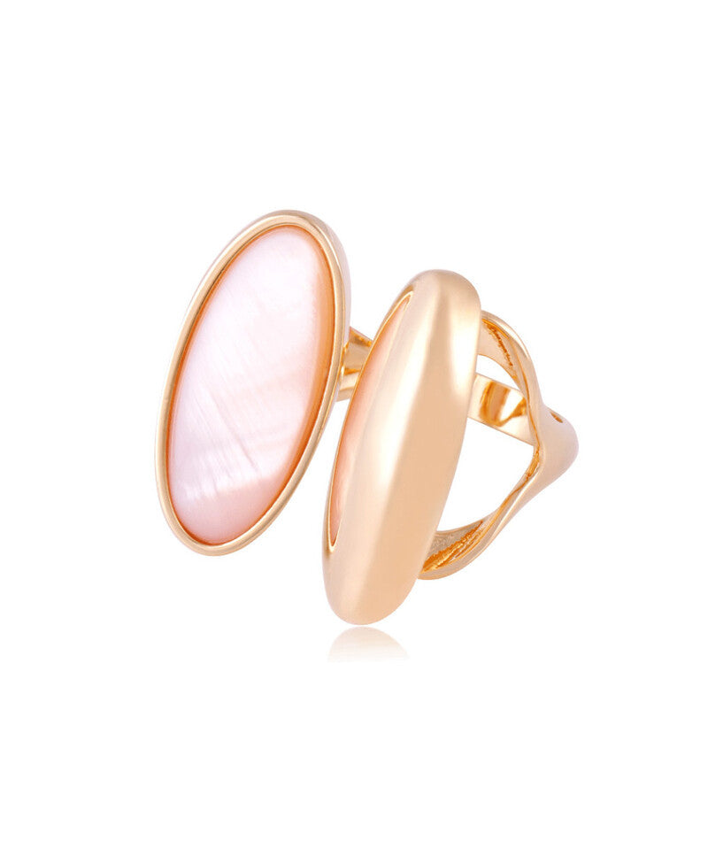 RING - GOLD PLATED - MOTHER OF PEARL STONE